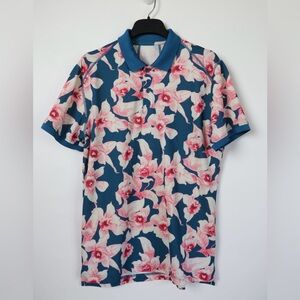 Mens Large Slim Fit Bonobos Golf Polo Shirt With Floral Design